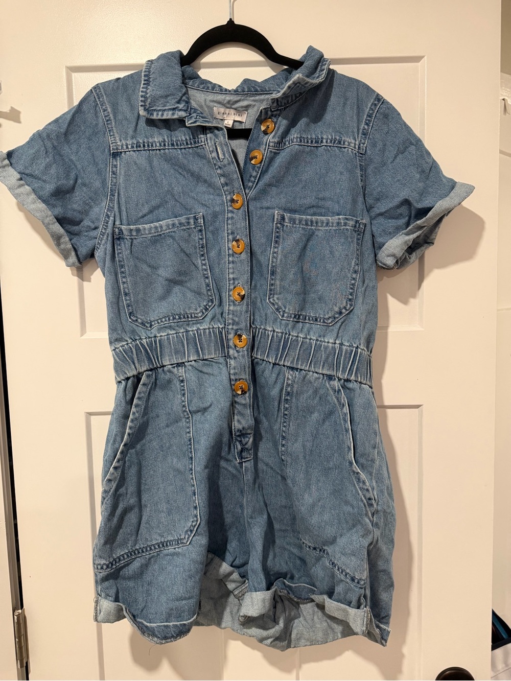 Gianni Bini Light Blue Denim Button-Front Romper